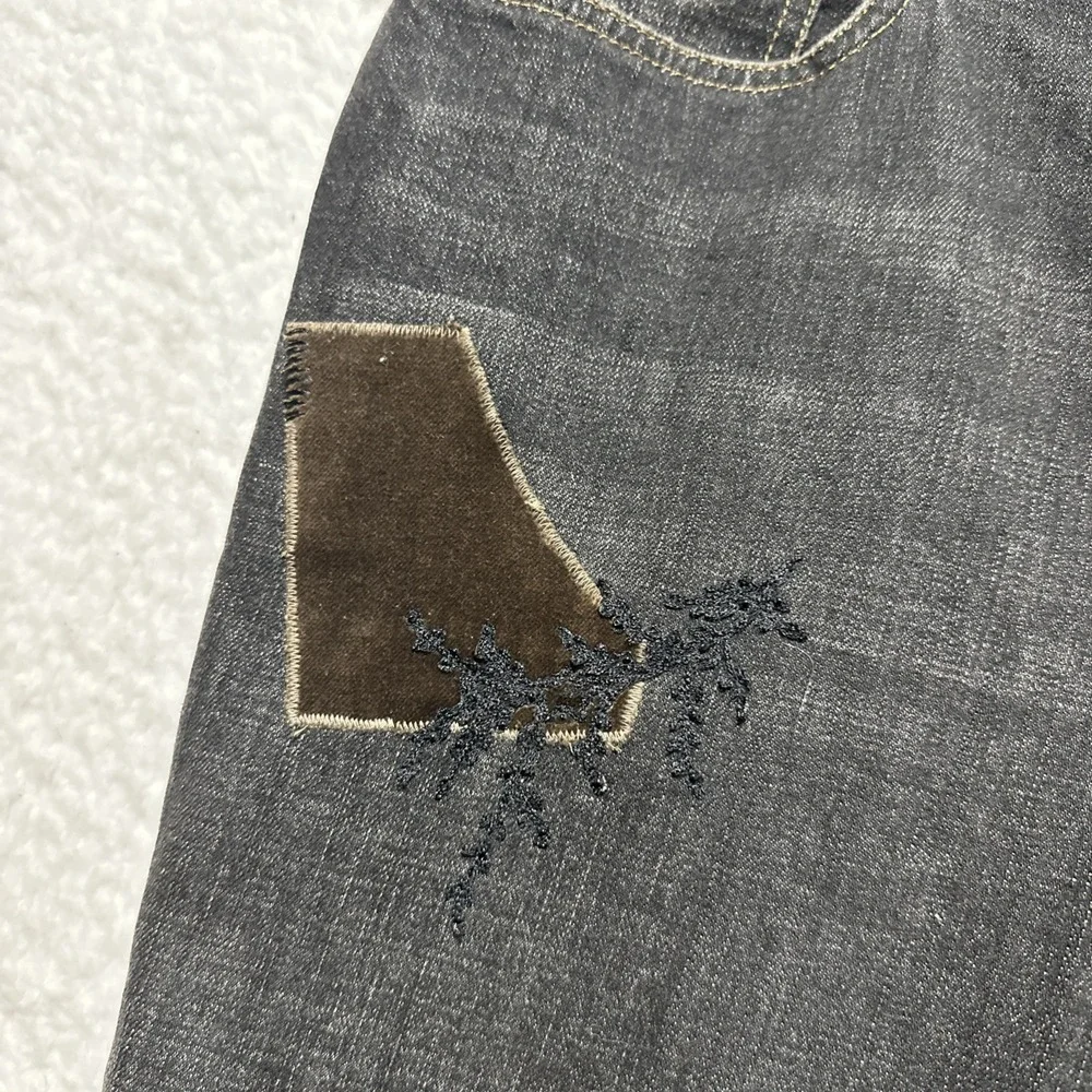 Y2K Vintage Lauren Jeans Co. Ralph Lauren Size 12‎ Black With Decorative Patches - Picture 11 of 16